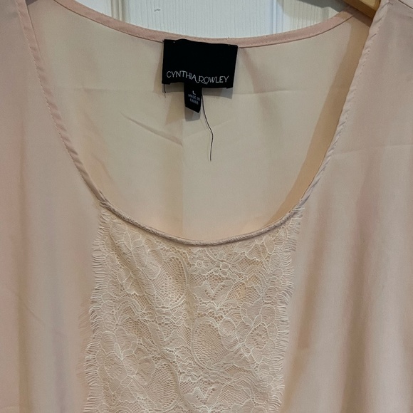 Cynthia Rowley Blush Pink Lace Panel Blouse | Size L - Picture 2 of 3